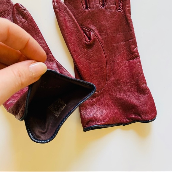 VINTAGE ANNE KLEIN Red Leather Gloves, Sz S - Picture 4 of 9